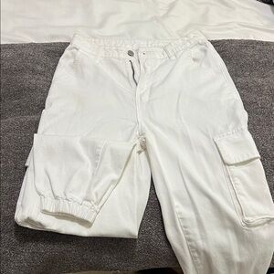 SHEIN White Cargo Joggers